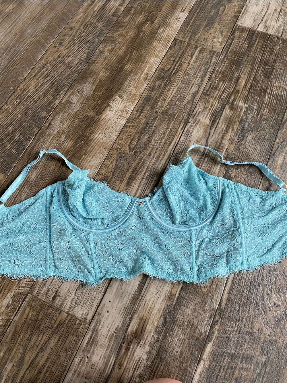Victoria's Secret Aqua Lace Longline Underwire Bra